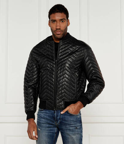 Кожаная куртка бомбер Emporio Armani - черный(EM000116 AF10446)