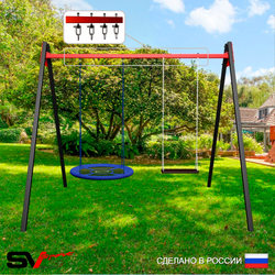 Уличные качели Sv Sport Maxi УК123.1В2 (3.0м/Гнездо Оксф. 100см/Деревянные/Подвесы на втулке 2к)