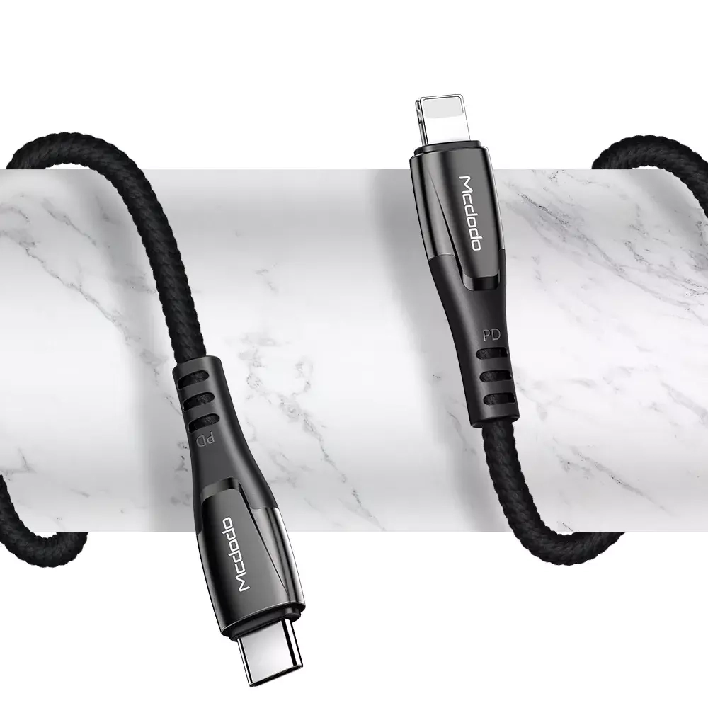 Кабель 2m Type-C/Lightning CA-7081 тканевый black