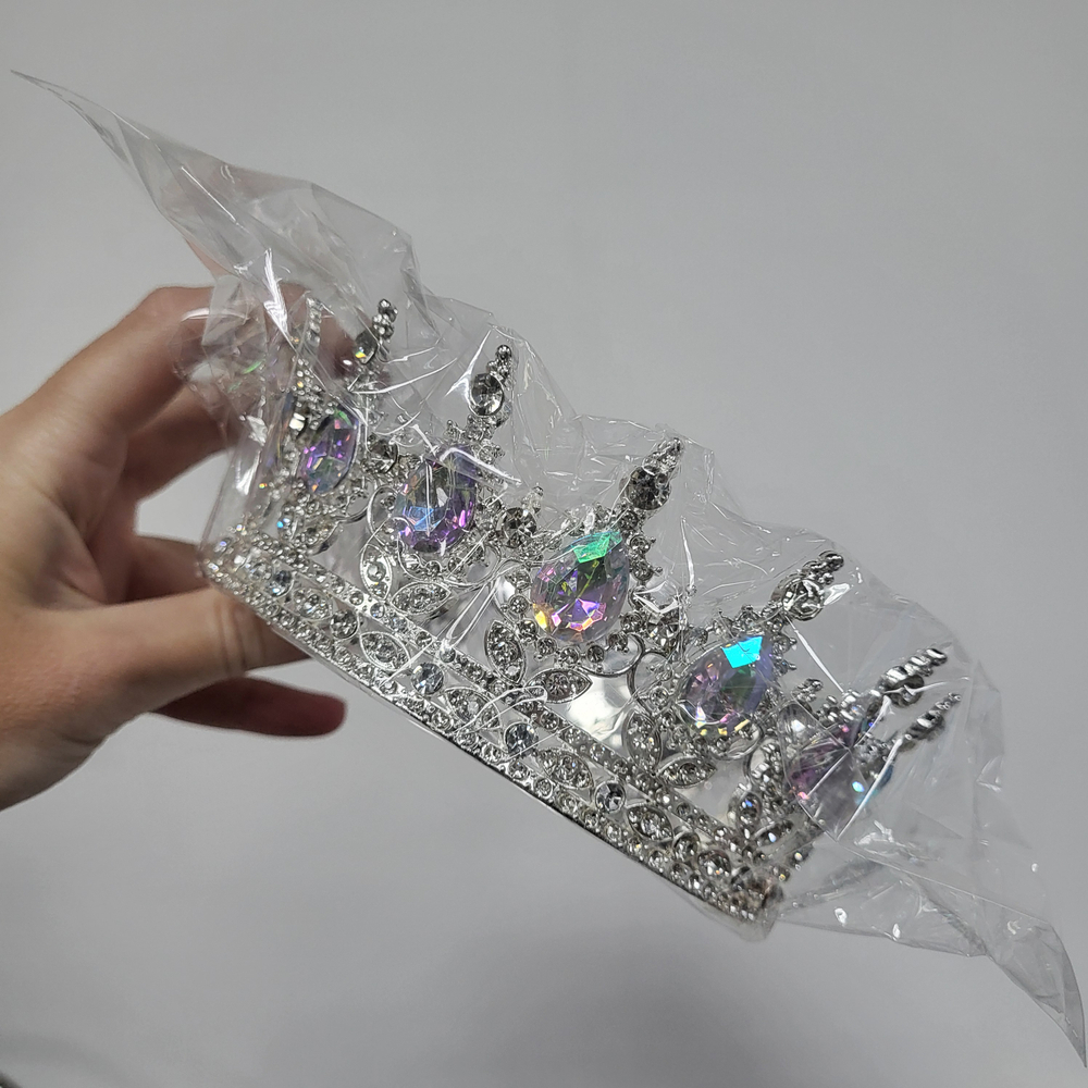 Корона Серебро Голограмма камни, диаметр низа 12,5 см