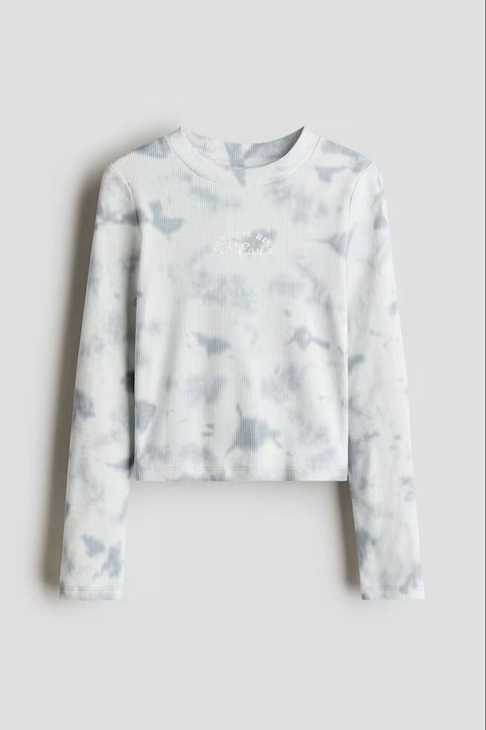 H&M Трикотажный топ в рубчик, светло-голубой