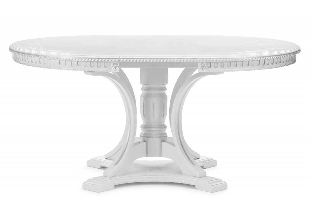 Стол деревянный Woodville Нозеан круглый белый, серебро