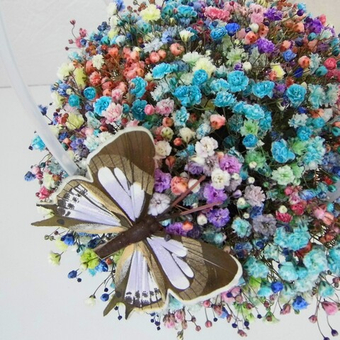 Радужная гипсофила в сумочке "Бабочка"