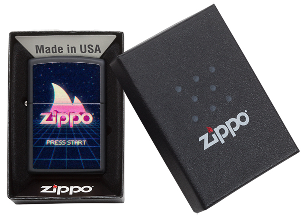 Зажигалка чёрная "Press Start" Black Matte ZIPPO 49115