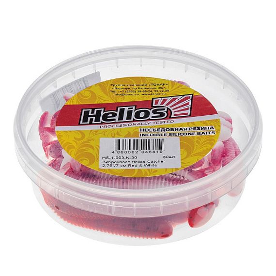 Виброхвост несъедоб. Catcher 2,75&#39;/7 см Red &amp; White 30шт. (HS-1-003-N-30) Helios