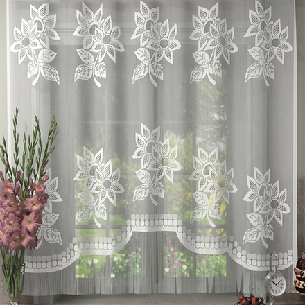 Занавеска "Л. Е691", цвет белый, на шторной ленте, Беларусь.