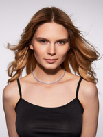 Чокер на шею женский, из голубого агата - сапфирина, бижутерия