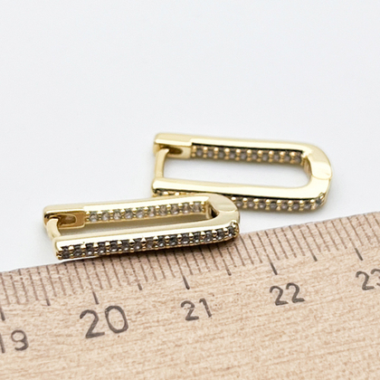 Ювелирные швензы Конго, позолота, фианиты, размер 21*11*2,2 мм, цена за пару