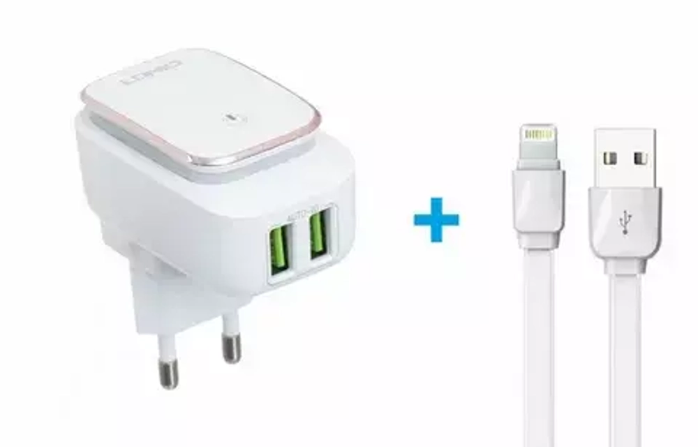 СЗУ 12W с кабелем lightning 2USB-A A2205 LDNIO CN