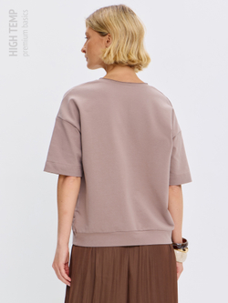 Плотная футболка из футера 2-нитки с V-вырезом HIGH TEMP