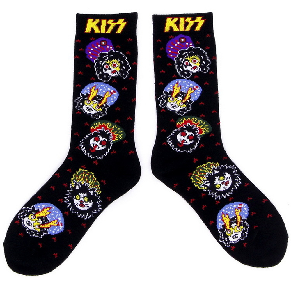 Носки KISS ( черные с рожицами, длинные )