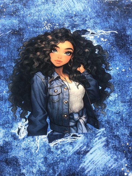 Кулирка с лайкрой Брюнетка Джинс  Высота 75см