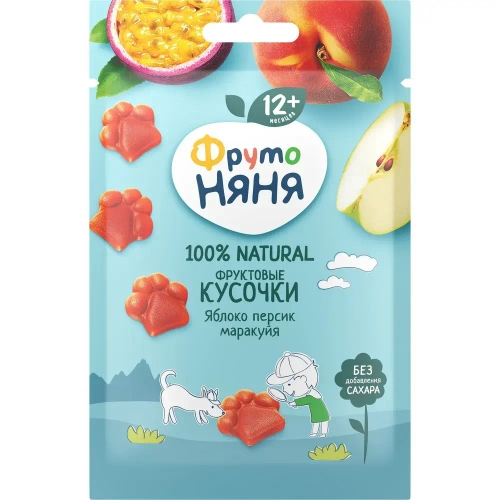 Фруктовые кусочки ФрутоНяня яблоко, персик, маракуйя, 15 г