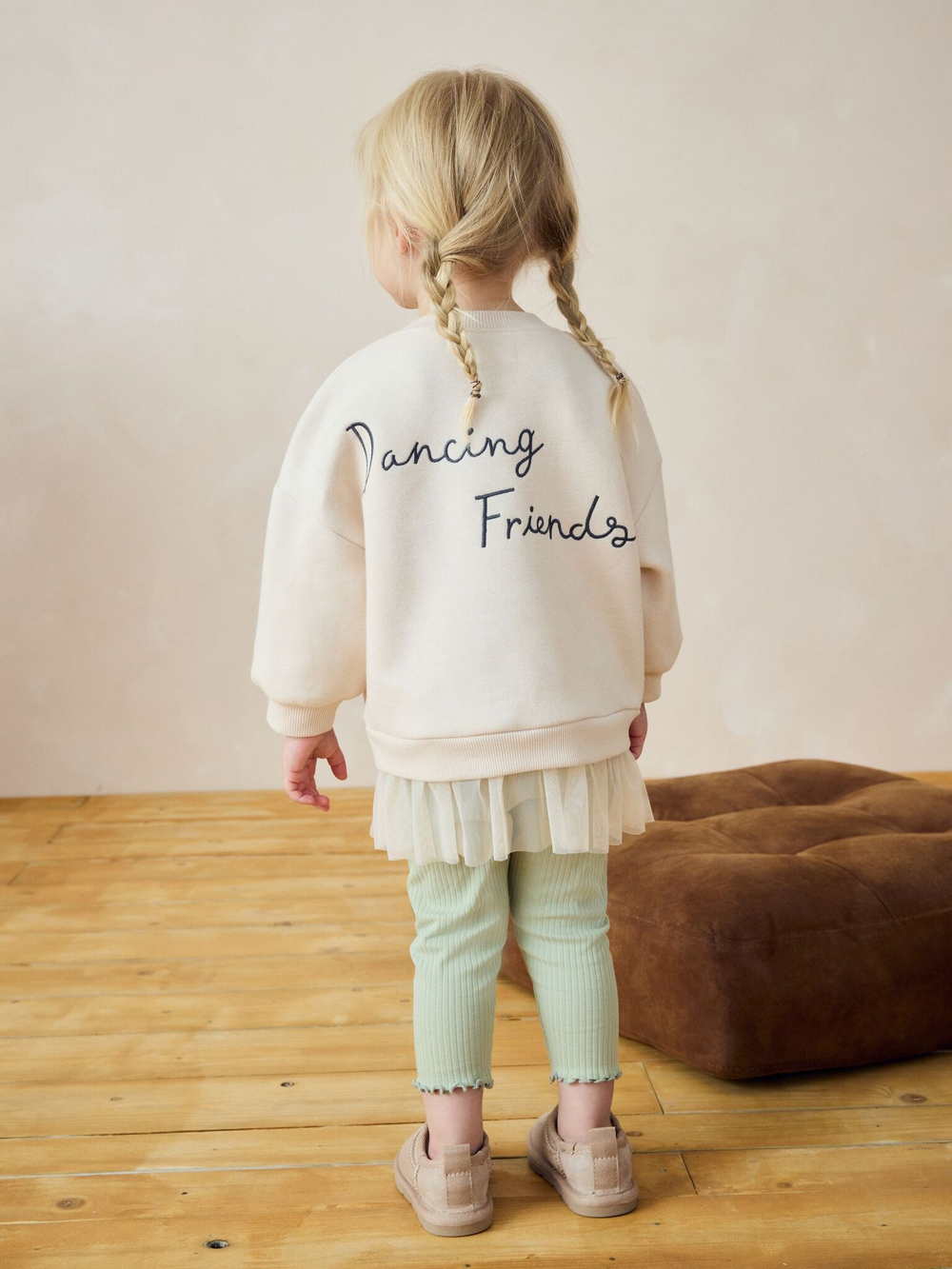 Толстовка и легинсы в комплекте для девочки Next B95-331, Молочный, Салатовый