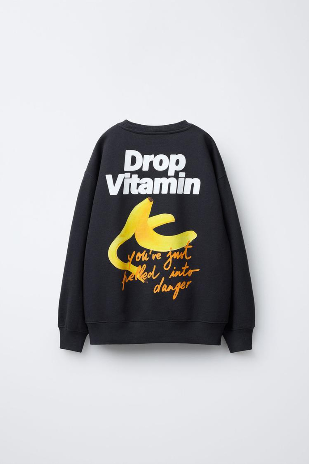 ZARA ТОЛСТОВКА С ПРИНТОМ «БАНАН», ТЕМНЫЙ АНТРАЦИТ