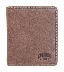 Качественный мужской бумажник коричневый из натуральной кожи с 8 отделениями для кредитных карт, 5 боковыми отделениями, 2 отделениями для купюр, 1 отделением для монет KLONDIKE «Finn»