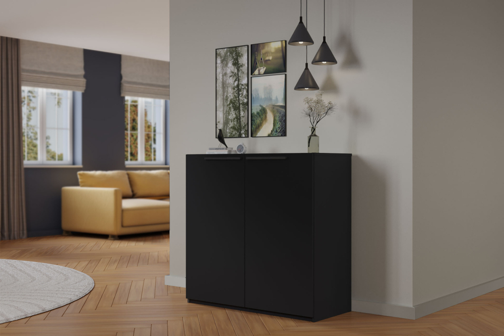 Тумба Лорена Пакс-1 Черный 0190 PE 110*44*90 см, Черный   Фиеста
