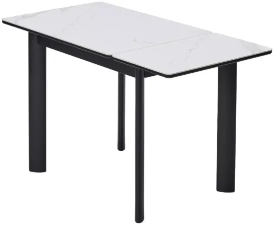 Стол ТЕТ-А-ТЕТ 90 Белый мрамор, керамика / Черный каркас