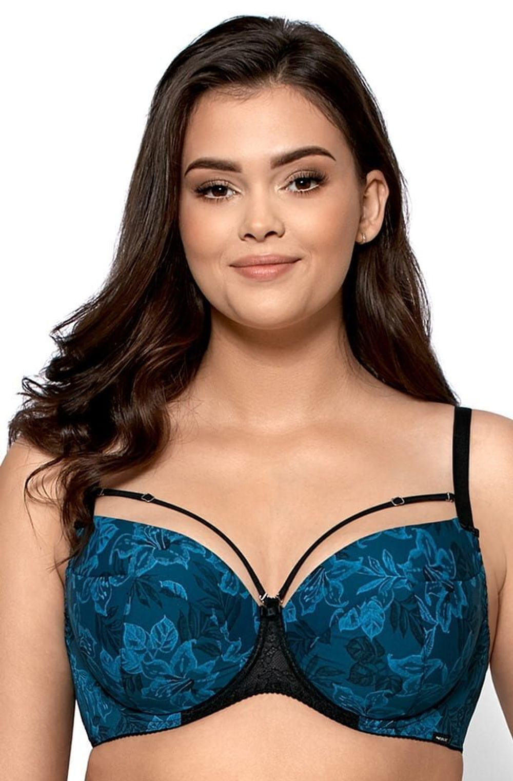 Бюстгальтер Angela с рисунком в виде лилий (Размер: 80D) (Цвет: темно-синий)