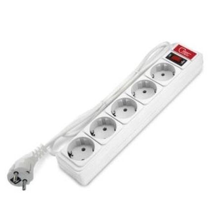 Сетевой фильтр "СОЮЗ" ПВС 3*0,75 5гн., выключатель с индикацией, с/з, белый 1,5м  1/30