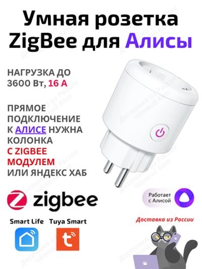 Умная розетка ZigBee 16А с Алисой