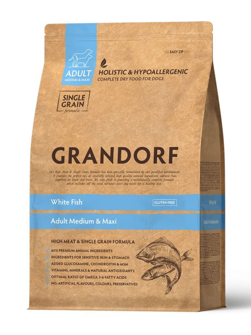 Grandorf Dog adult medium & maxi корм сухой для собак белая рыба