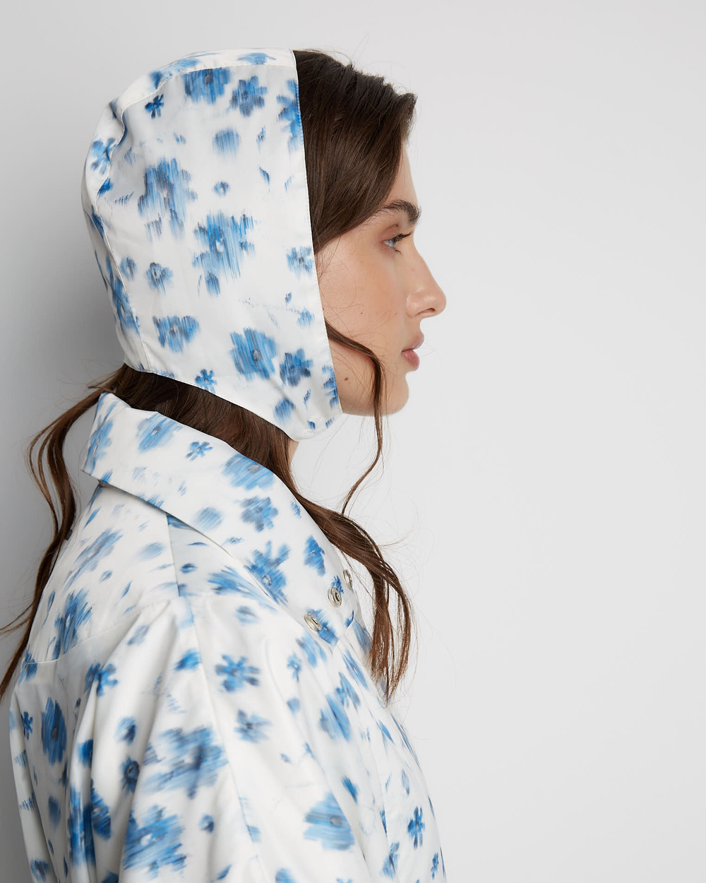 Чепчик цветы молочный/голубой