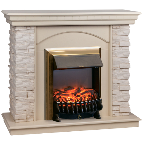 Каминокомплект Real Flame Elford WT с очагом Fobos Lux Brass