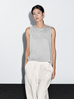 Massimo Dutti Футболка без рукавов с круглым вырезом, серый