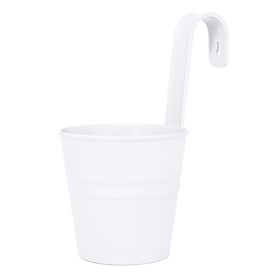 Кашпо "Ведро декоративное" настенное с крючком для подвеса, цвет белый