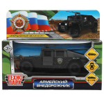 Модель ин. мет. "Военный внедорожник" 12см. двери, багажн, черн, коробка HAMVE-12-BK (Технопарк)
