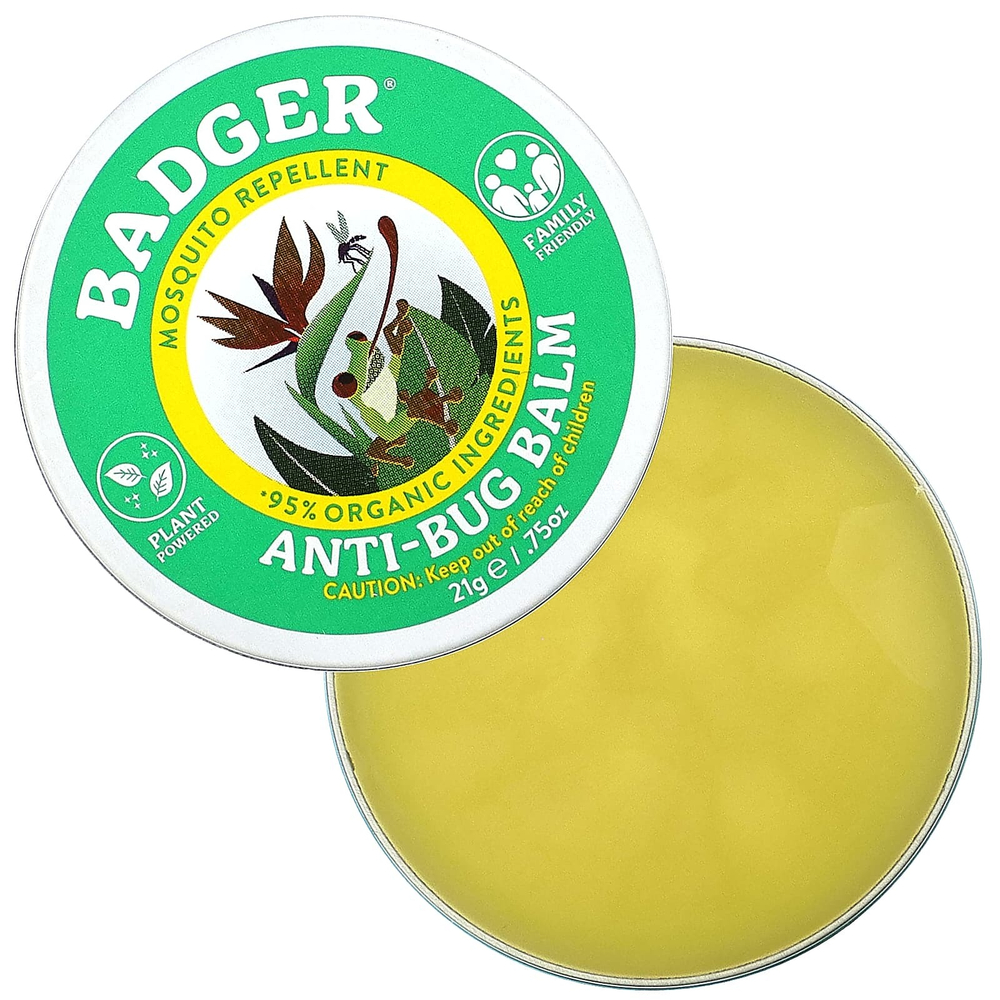 Badger, Бальзам для защиты от насекомых с цитронеллой и розмарином, 21 г (0,75 унции)