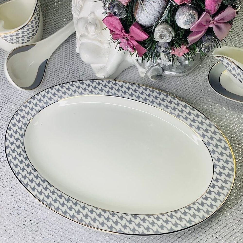 Lenardi 145-406 Овальное блюдо 35,5см EARL GREY в под.уп.(х10)Костяной фарфор