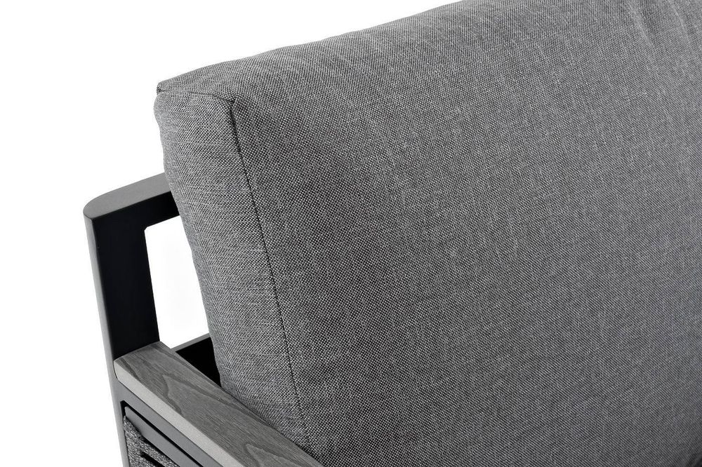 "Сан Ремо" кресло плетеное из роупа садовое, каркас алюминий темно-серый, роуп серый, ткань серая