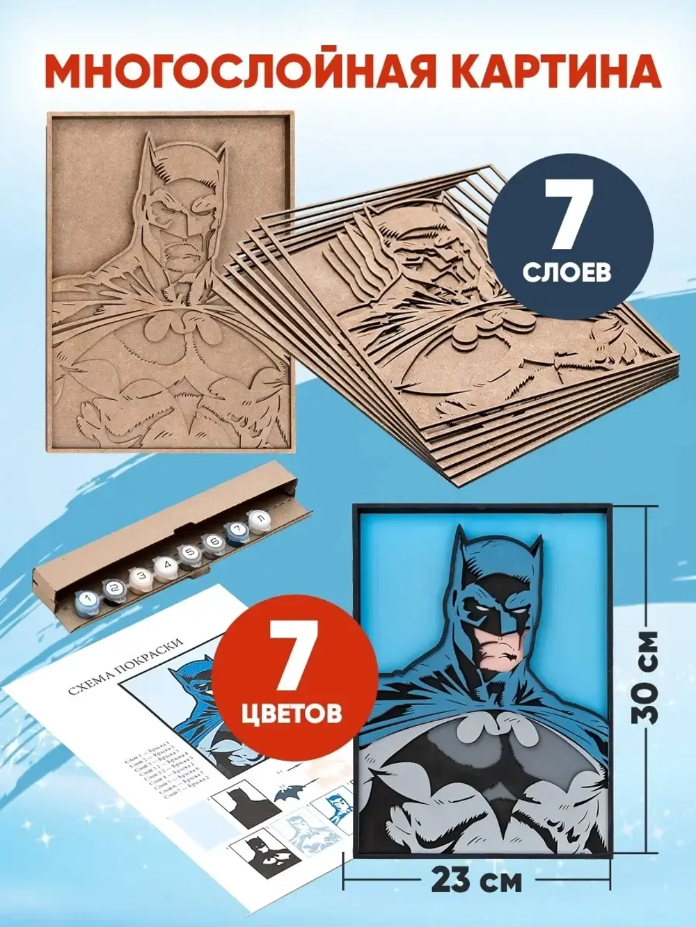 3D Картина по номерам Бэтмен, герои DC