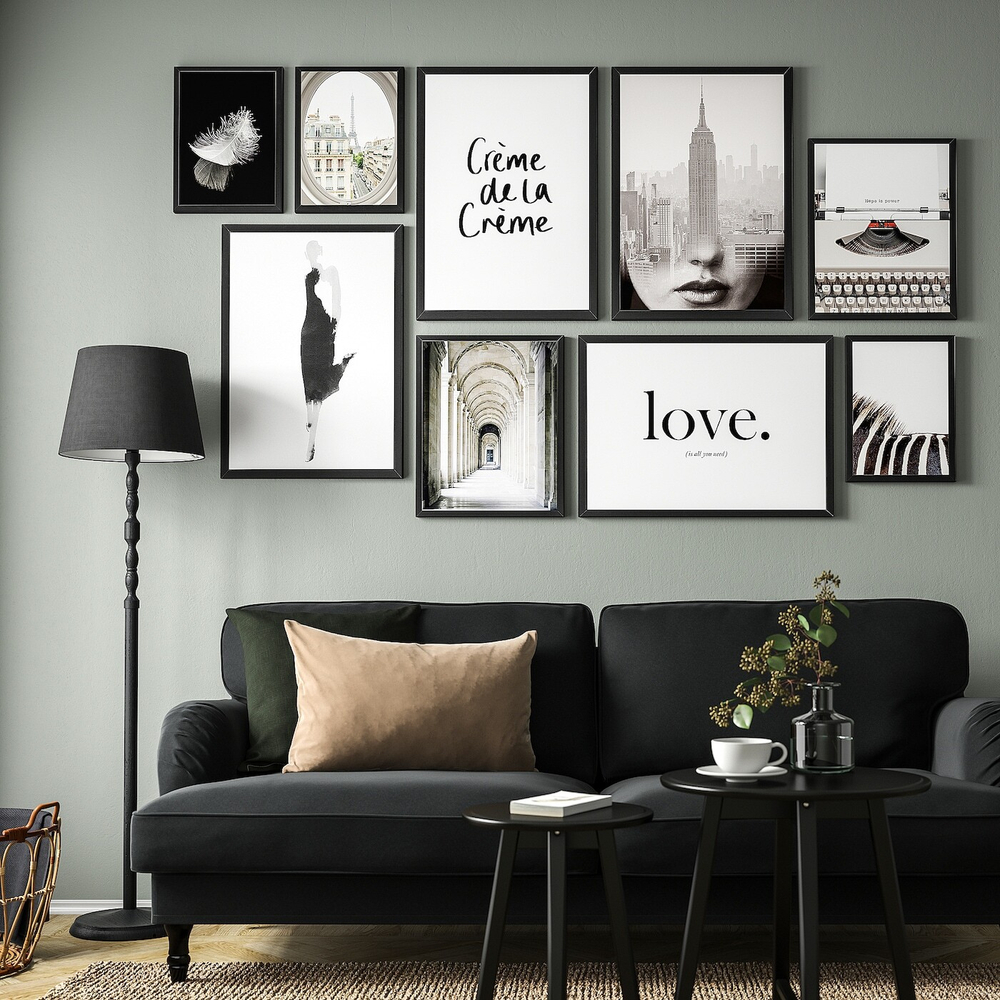 Набор фоторамок IKEA FISKBO (ФИСКБО), Черный, 9 шт.