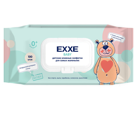 EXXE Baby Влажные салфетки для детей (серия 0+), 100 штук