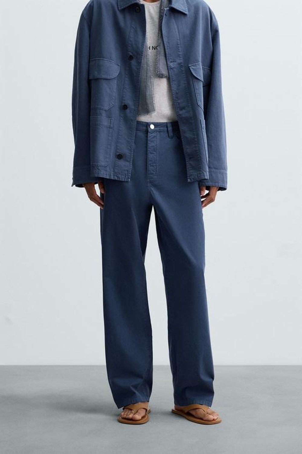 ZARA БРЮКИ STRAIGHT FIT, СИНИЙ