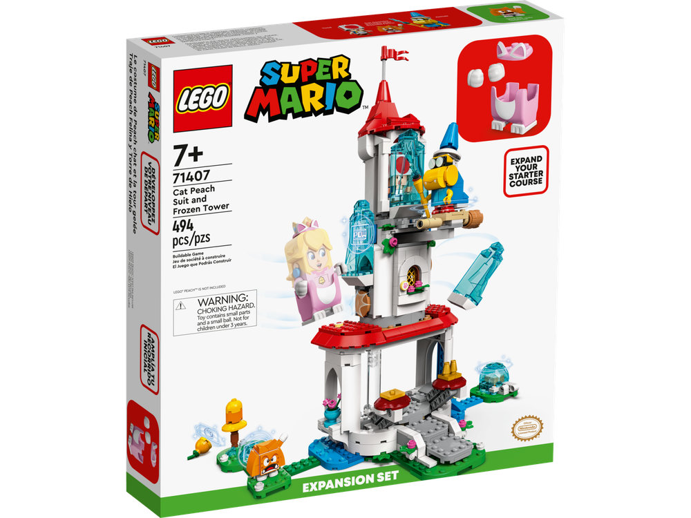 Конструктор Лего Супер Марио Наряд Пич-кошки и Ледяная башня 71407 | LEGO Super Mario Cat Peach Suit Tower 494 детали 7+