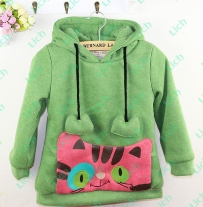 Худи детское с ушами на капюшоне и карманом в виде кота