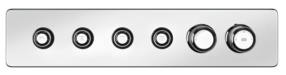 Термостат Gessi HI-FI Eclectic, встраиваемый, до 4 функций одновременно, с кнопками вкл/выкл, внешняя часть, цвет Chrome