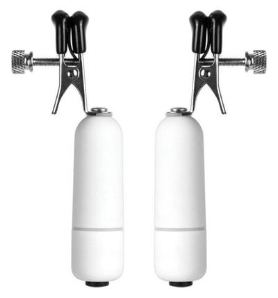 Белые клипсы на соски с вибрацией (Цвет: белый)