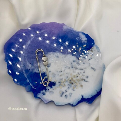 Брошь-булавка серебро с сердечками