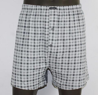 Хлопковые трусы-боксеры в клеточку (Размер: XXXL) (Цвет: серый)