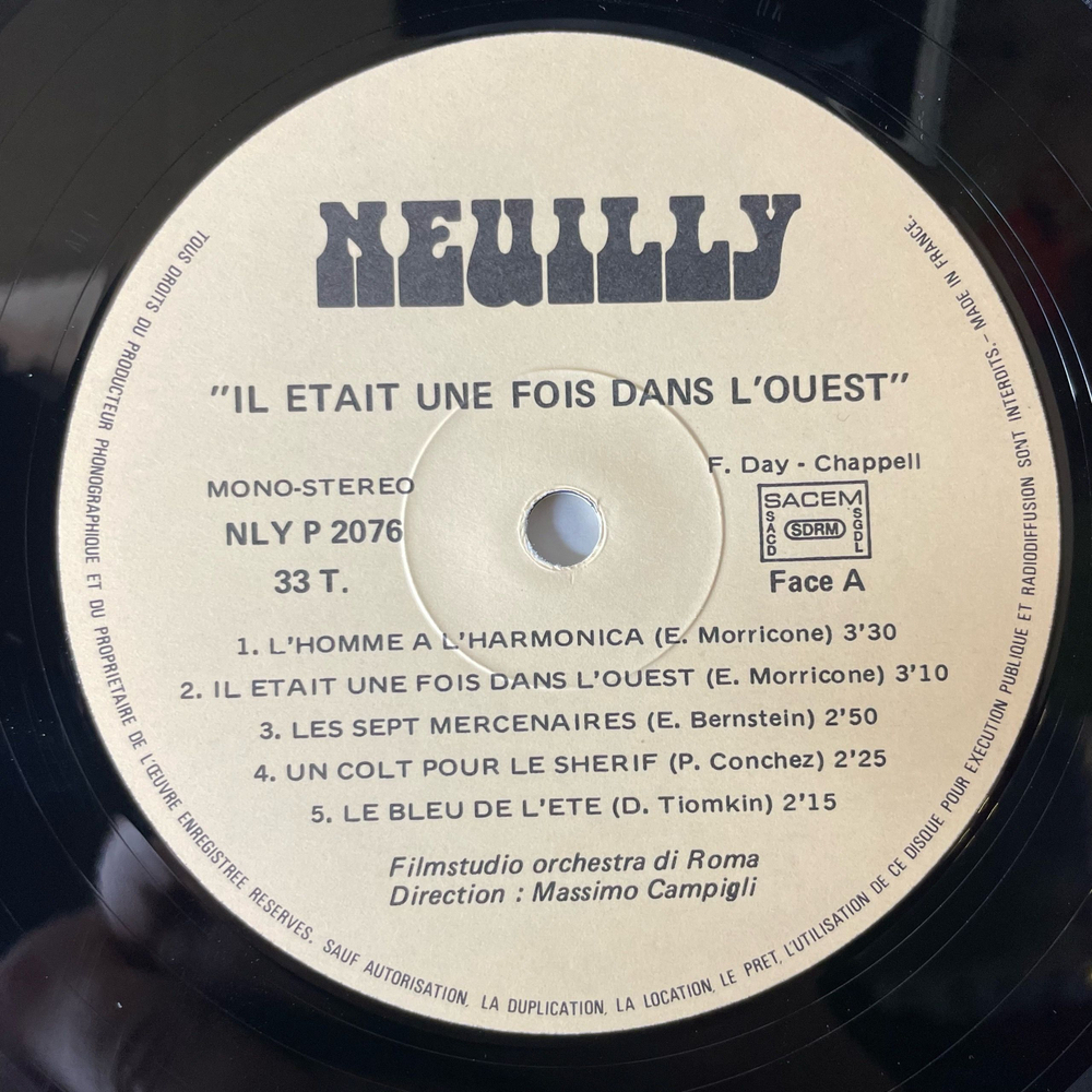 Винтажная виниловая пластинка LP Музыка Из Вестернов Filmstudio Orchestra Di Roma, Il Etait Une Fois Dans L'Ouest Однажды на Диком Западе (Франция 1971)