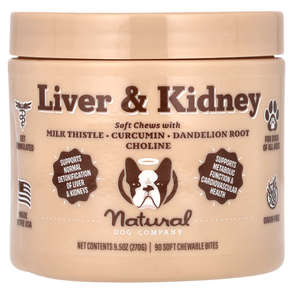 Natural Dog Company, Liver & Kidney, для собак, для всех возрастов, 90 жевательных таблеток, 270 г (9,5 унции)