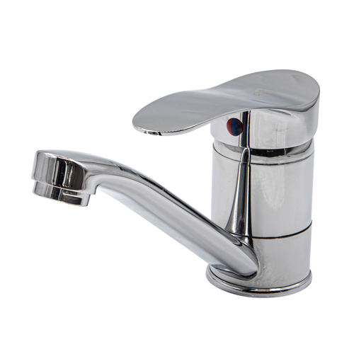 67-0-724 Смеситель стандарт однорычажный для мойки, гайка, керамический картридж 40мм, гусак 15см