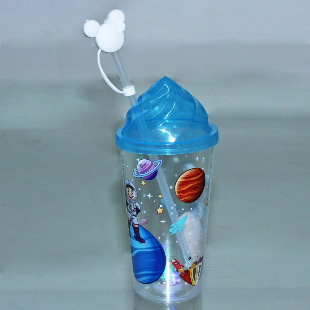 Стакан пластиковый 500мл «Космонавт» с трубочкой