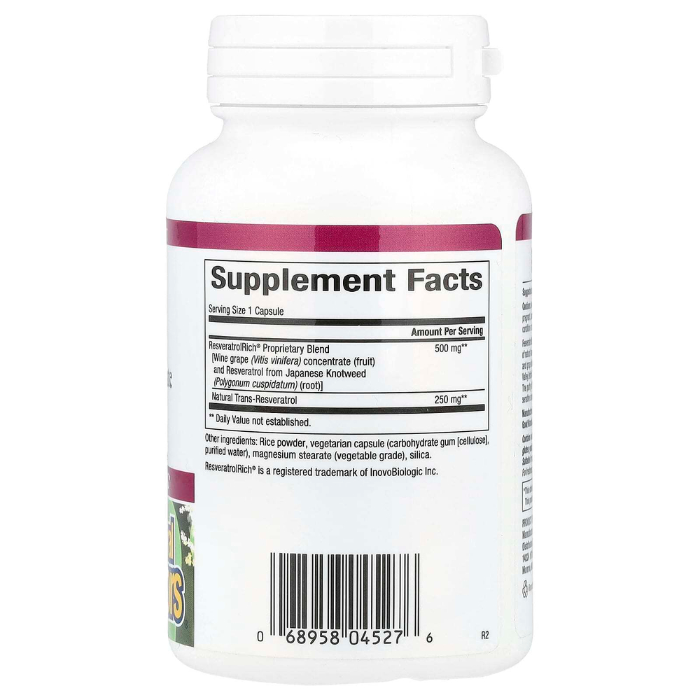 Natural Factors, ResveratrolRich, супер сильный концентрат ресвератрола, 60 растительных капсул