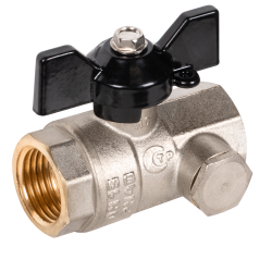 Кран шаровой латунный LD Pride 44.15.В-В.С.Б Ду15 Ру40 с дренажем и воздухоотводчиком,вн-вн(бабочка)